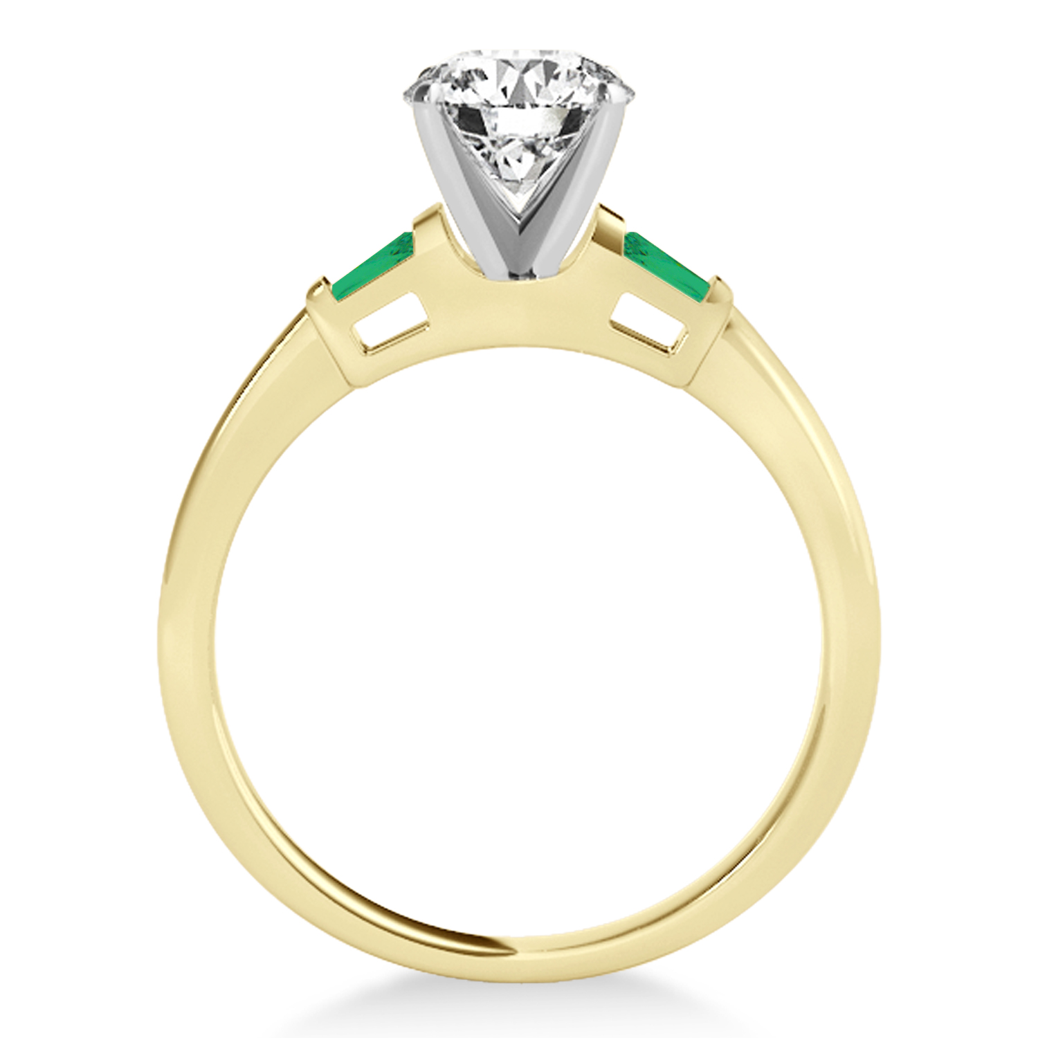Tapered Baguette 3-Stone Emerald Engagement Ring 18k Yellow Gold (0.10ct)