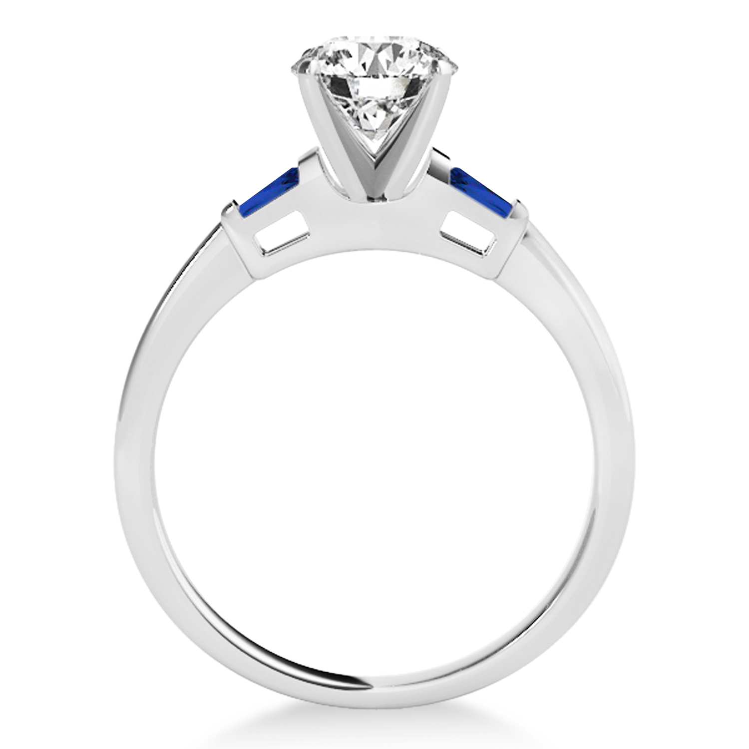 Tapered Baguette 3-Stone Blue Sapphire Bridal Set Palladium (0.30ct)