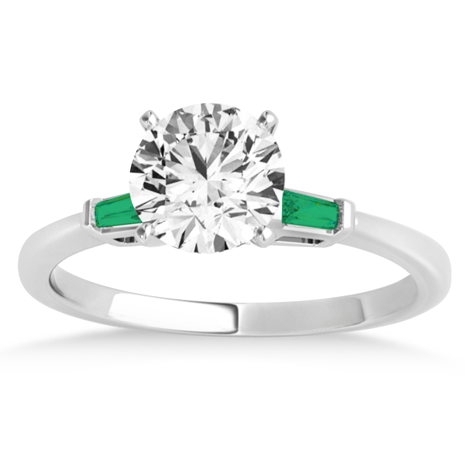 Tapered Baguette 3-Stone Emerald Bridal Set Platinum (0.30ct)