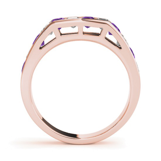 Diamond and Amethyst Accented Bridal Set 14k Rose Gold 2.20ct