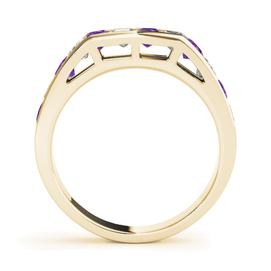 Diamond and Amethyst Accented Bridal Set 14k Yellow Gold 2.20ct