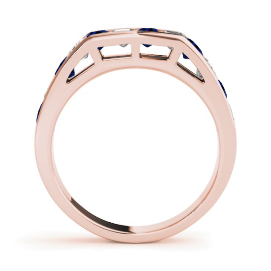 Diamond and Blue Sapphire Accented Bridal Set 14k Rose Gold 2.20ct