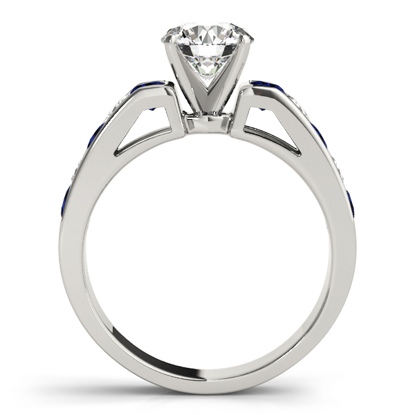 Diamond and Blue Sapphire Accented Bridal Set 14k White Gold 2.20ct