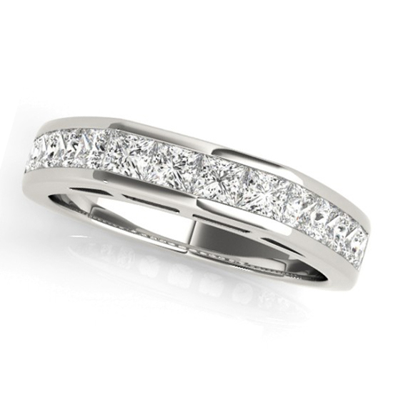 Diamond Princess-cut Channel Wedding Band Palladium 1.20ct
