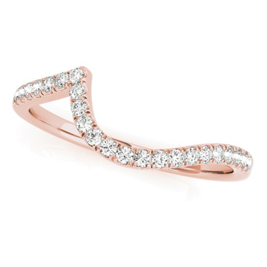 Diamond Contoured Wedding Band 14k Rose Gold 0.17ct