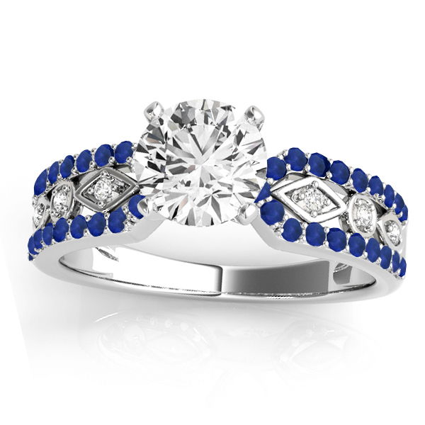 Diamond & Sapphire Bridal Set Setting Platinum (0.38 ct)