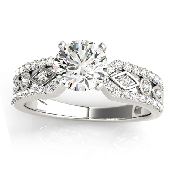 Diamond Accented Multi-Row Bridal Set Setting Palladium (0.38 ct)