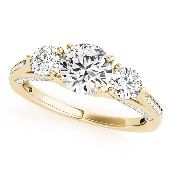 Three Stone Round Bridal Set 14k Yellow Gold (1.92ct)