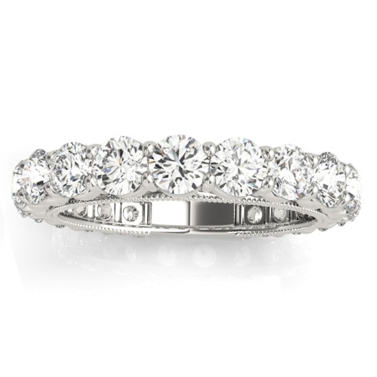 Luxury Diamond Eternity Bridal Ring Set 14k White Gold 4.57ct