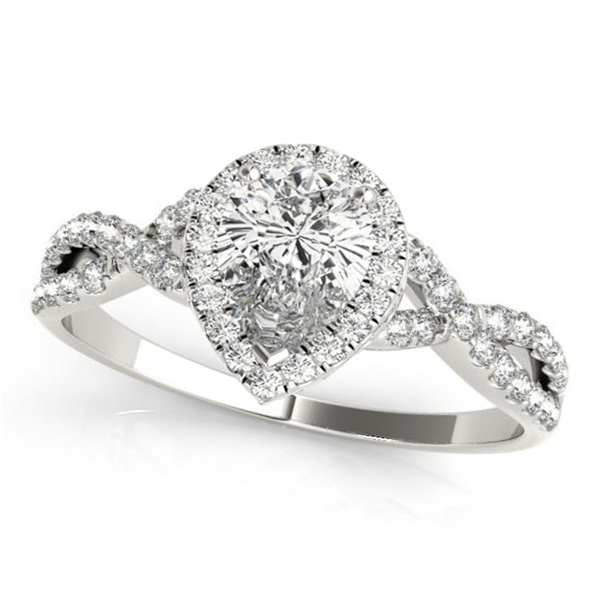 Twisted Pear Diamond Engagement Ring Palladium (1.00ct)