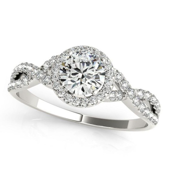 Twisted Round Diamond Engagement Ring Palladium (1.50ct)