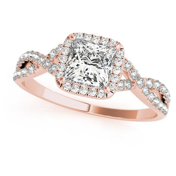 Twisted Princess Moissanite Bridal Sets 14k Rose Gold (1.57ct)