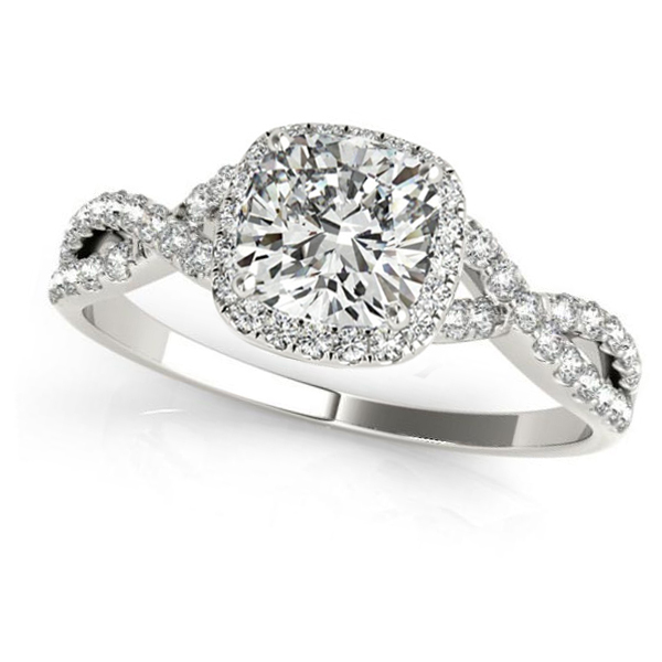 Twisted Cushion Moissanite Bridal Sets 18k White Gold (1.07ct)