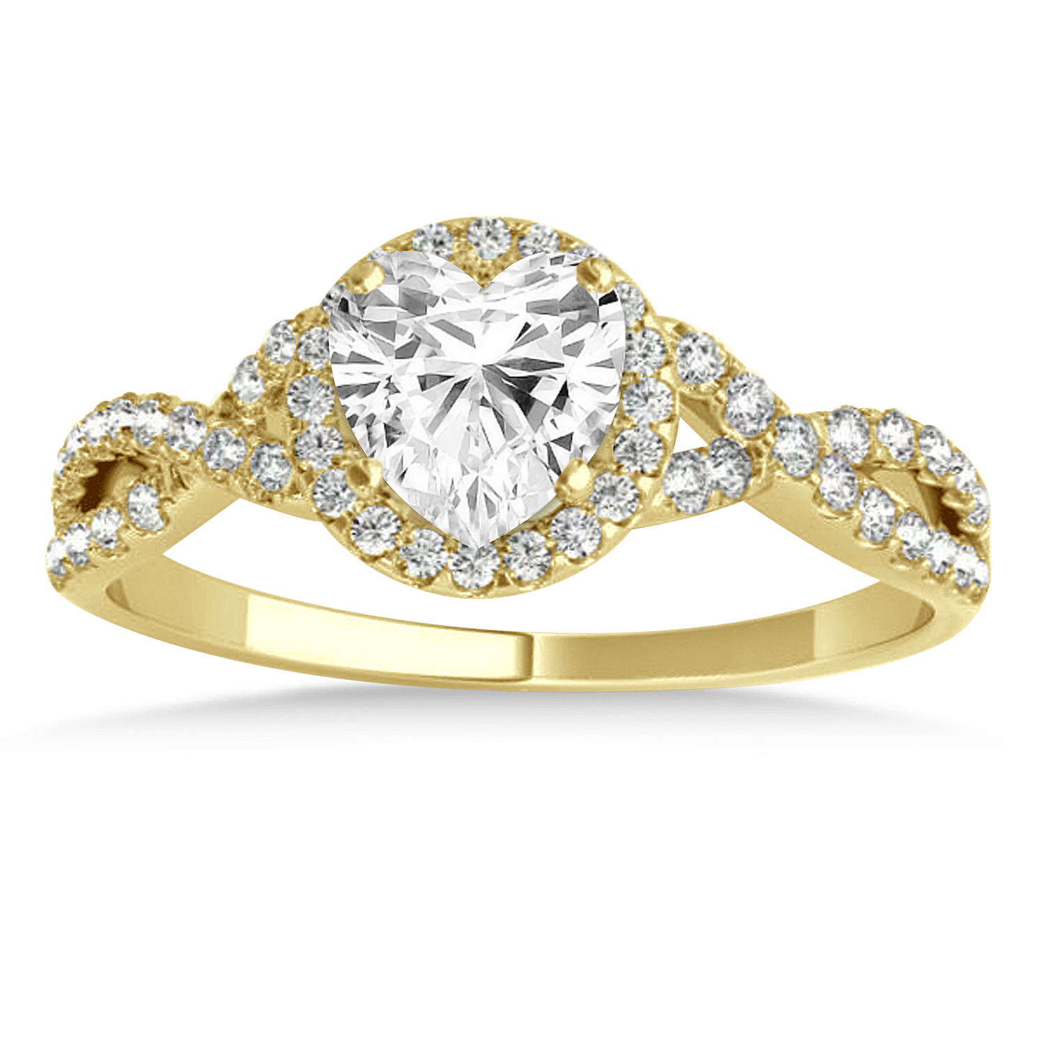 Twisted Heart Diamond Engagement Ring Bridal Set 18k Yellow Gold (1.57ct)