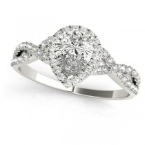 Twisted Pear Diamond Engagement Ring Bridal Set Platinum (1.57ct)