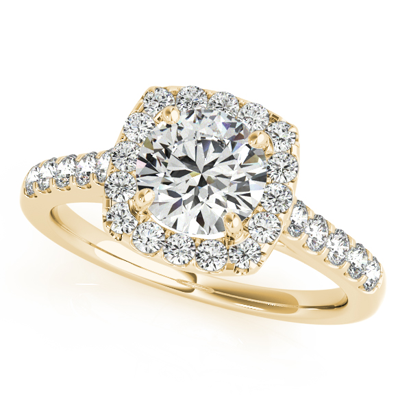 Square Halo Round Diamond Bridal Set 18k Yellow Gold (1.61ct)