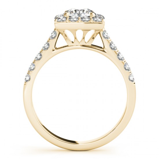 Diamond Halo Square Border Engagement Ring 18k Yellow Gold (3.05ct)