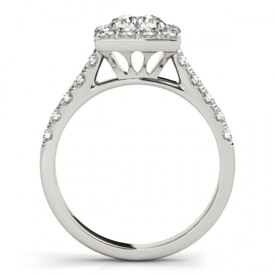 Diamond Halo Square Shape Border Bridal Set 18k White Gold (3.28ct)