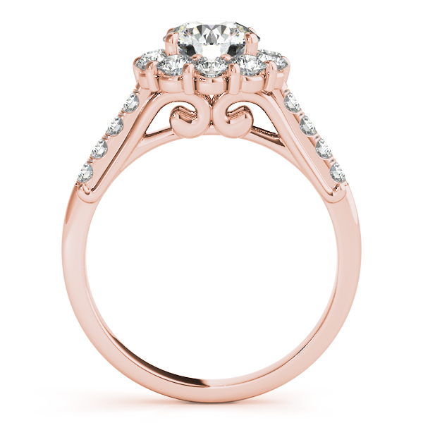 Floral Halo Round Diamond Bridal Set 18k Rose Gold (2.12ct)