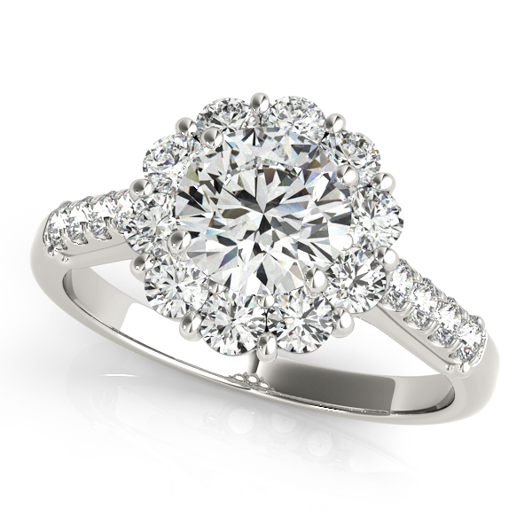 Floral Halo Round Diamond Bridal Set Palladium (2.12ct)