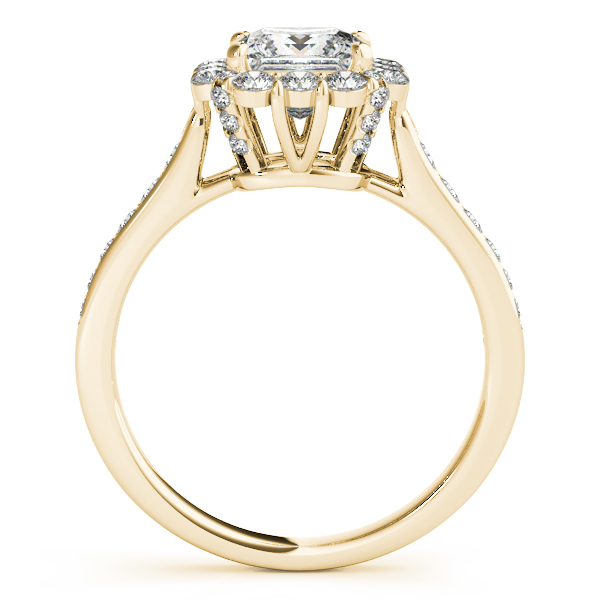 Princess Cut & Floral Halo Diamond Engagement Ring 14k Yellow Gold (1.38ct)