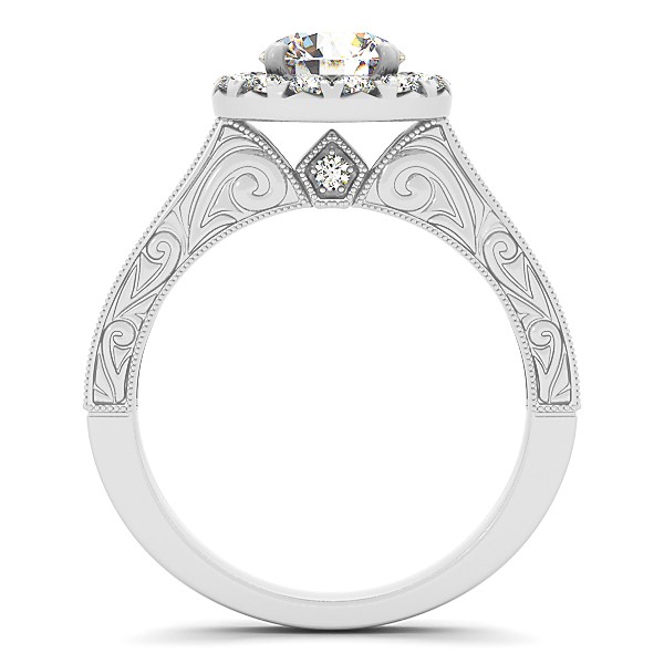 Diamond Halo Flower Engagement Ring in 14k White Gold (2.63ct)