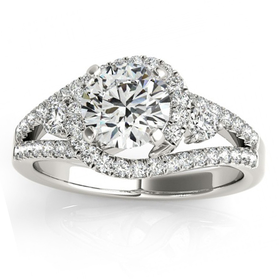Diamond Split Shank Engagement Ring Twisted in Palladium (0.75ct)