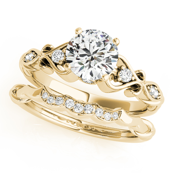 Round Diamond & Heart Engagement Ring Bridal Set 14k Yellow Gold (2.15ct)