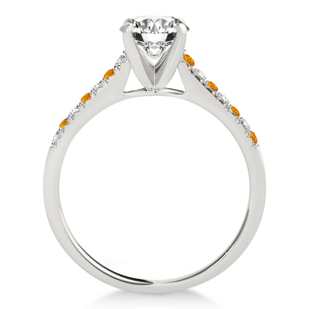 Diamond & Citrine Single Row Engagement Ring Platinum (0.11ct)