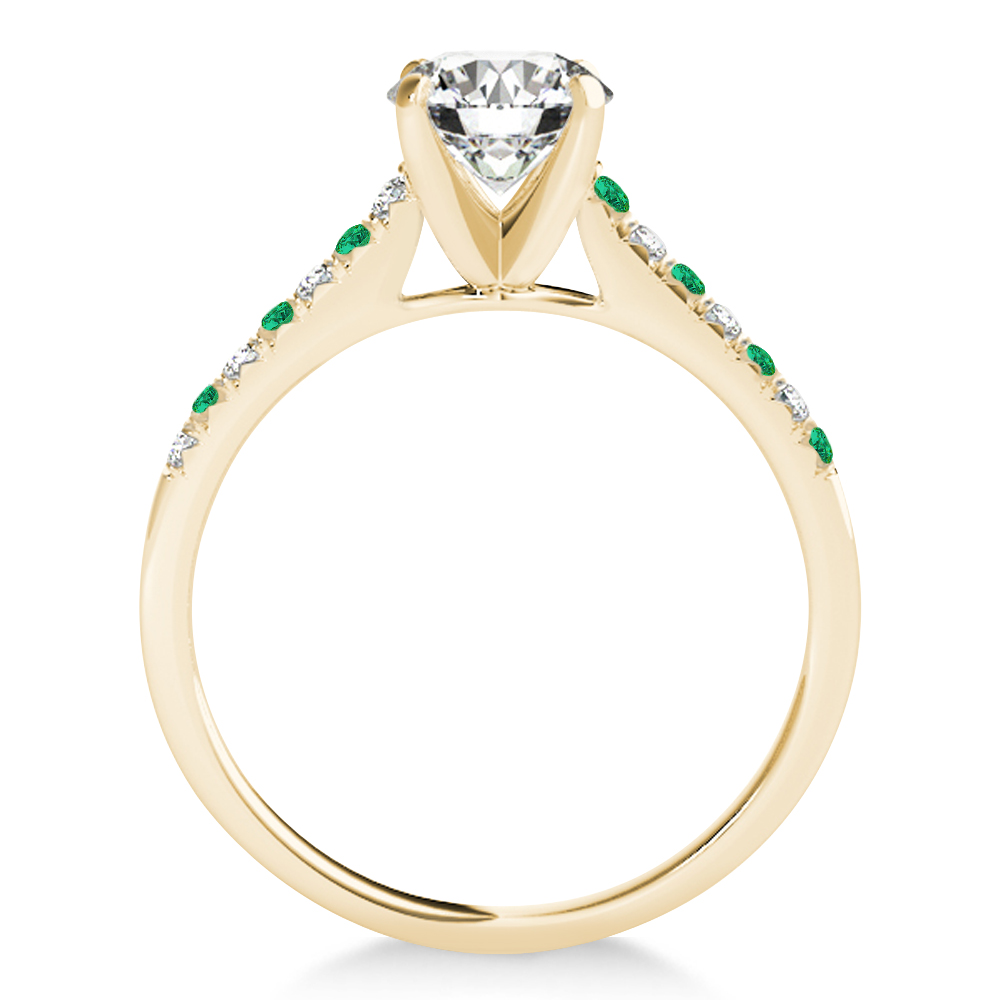 Diamond & Emerald Single Row Engagement Ring 14k Yellow Gold (0.11ct)