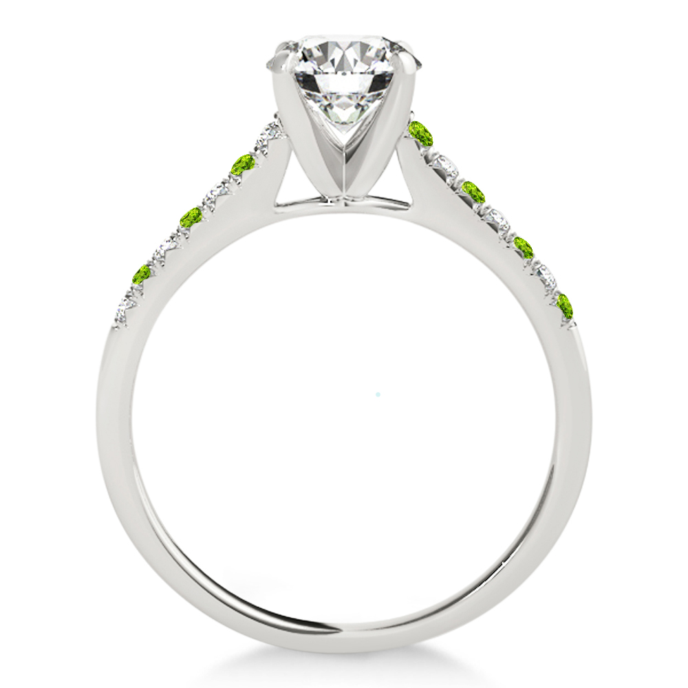 Diamond & Peridot Single Row Engagement Ring 14k White Gold (0.11ct)