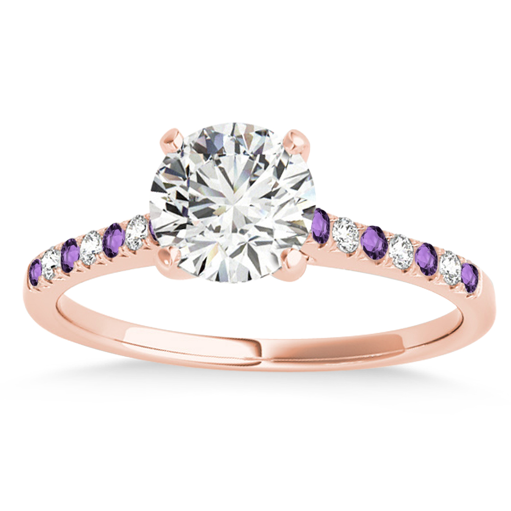 Diamond & Amethyst Single Row Bridal Set 18k Rose Gold (0.22ct)
