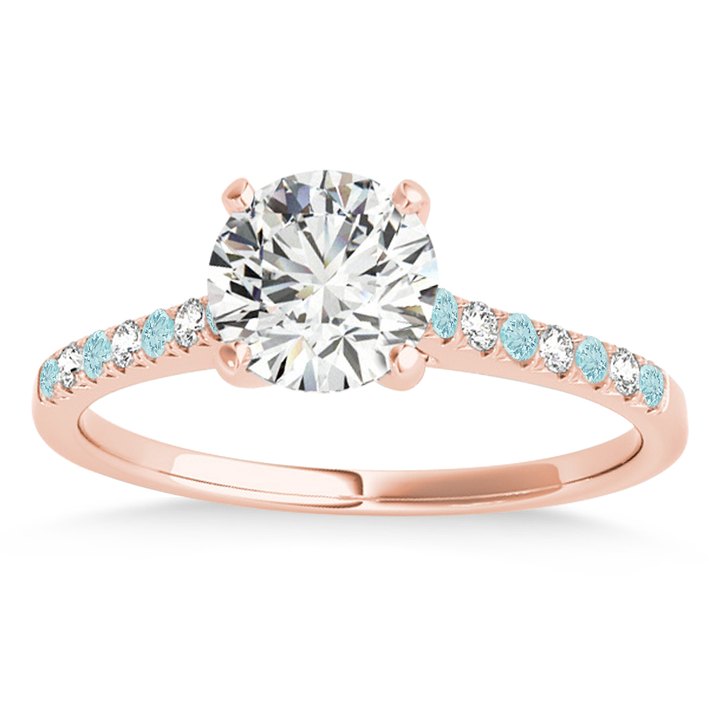 Diamond & Aquamarine Single Row Bridal Set 14k Rose Gold (0.22ct)