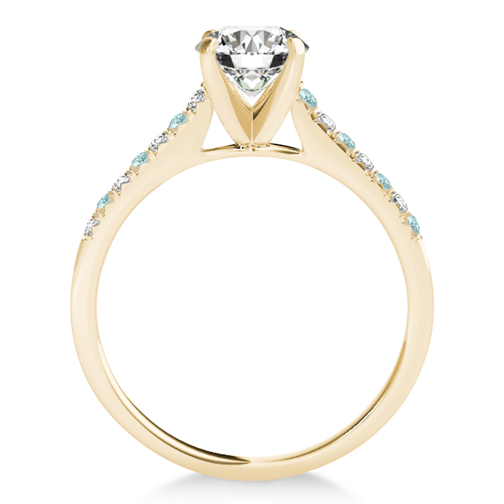 Diamond & Aquamarine Single Row Bridal Set 14k Yellow Gold (0.22ct)