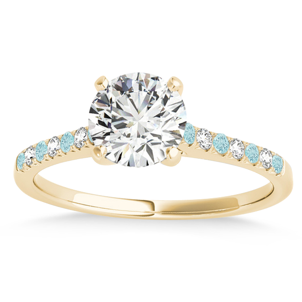 Diamond & Aquamarine Single Row Bridal Set 18k Yellow Gold (0.22ct)