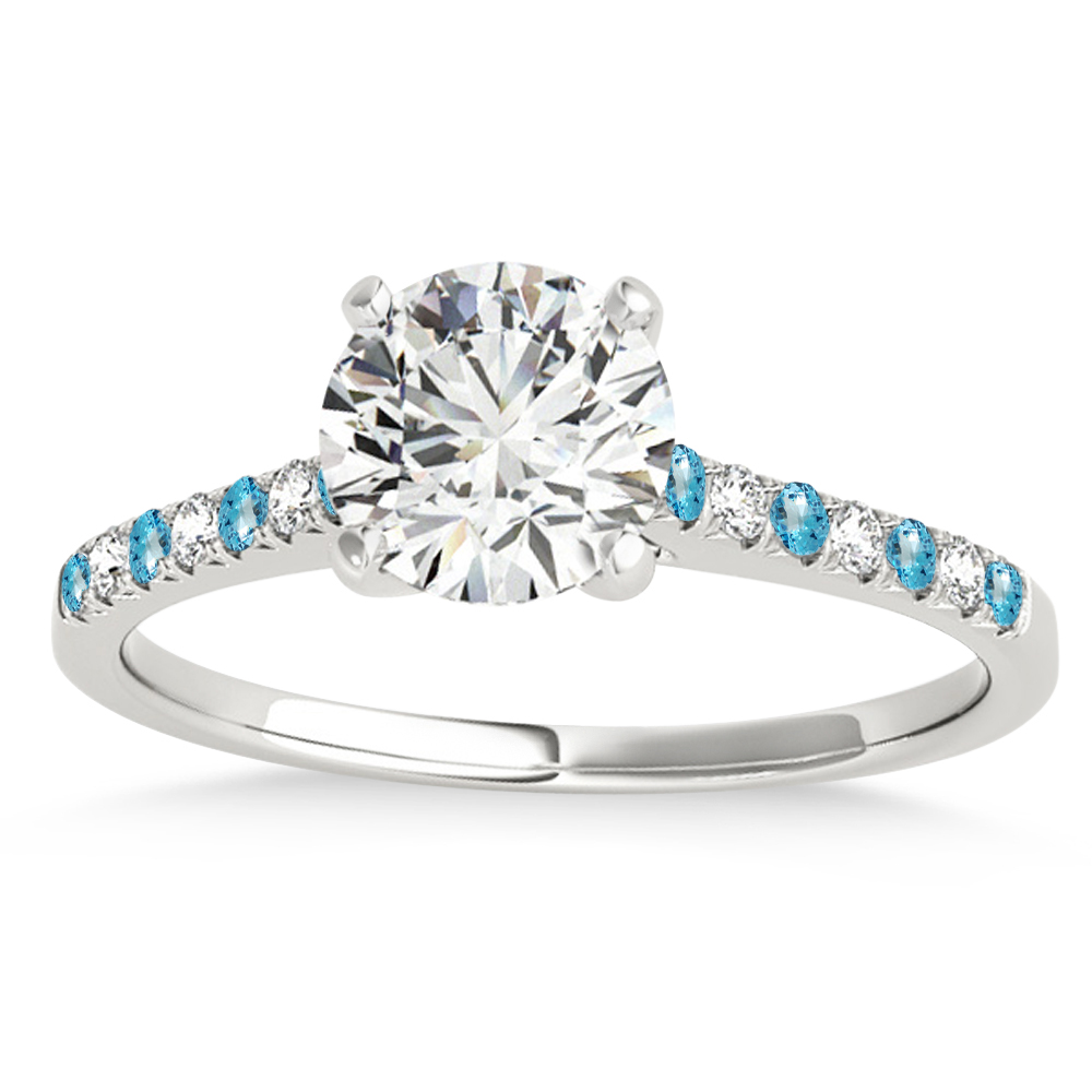 Diamond & Blue Topaz Single Row Bridal Set Palladium (0.22ct)