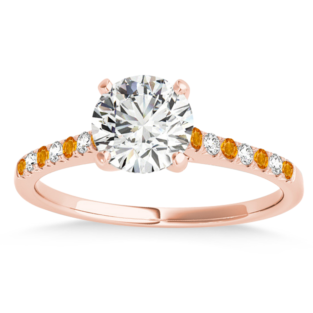 Diamond & Citrine Single Row Bridal Set 14k Rose Gold (0.22ct)