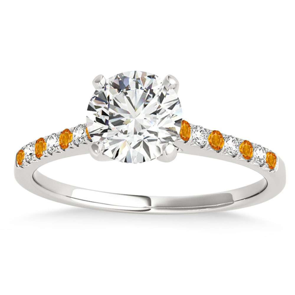 Diamond & Citrine Single Row Bridal Set 14k White Gold (0.22ct)