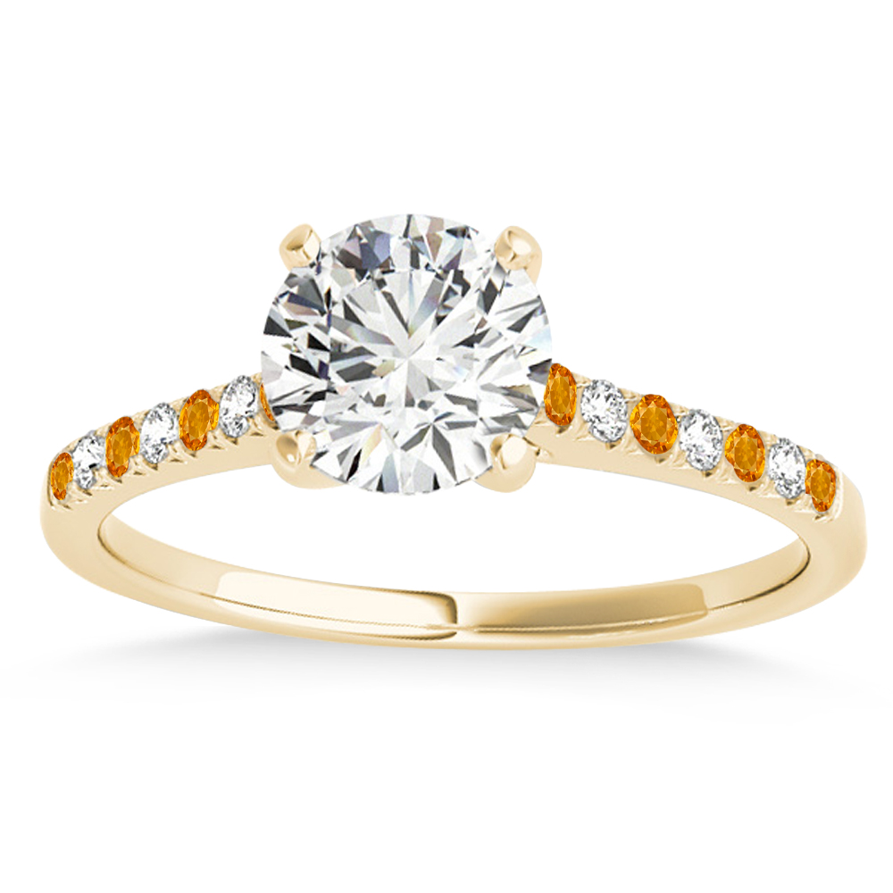Diamond & Citrine Single Row Bridal Set 18k Yellow Gold (0.22ct)