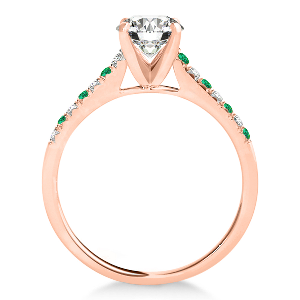 Diamond & Emerald Single Row Bridal Set 14k Rose Gold (0.22ct)
