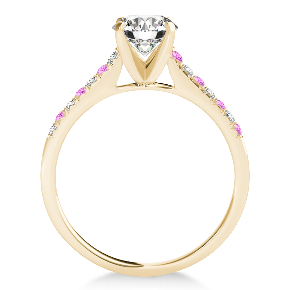 Diamond & Pink Sapphire Single Row Bridal Set 14k Yellow Gold (0.22ct)