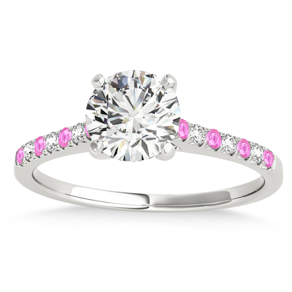 Diamond & Pink Sapphire Single Row Bridal Set Palladium (0.22ct)