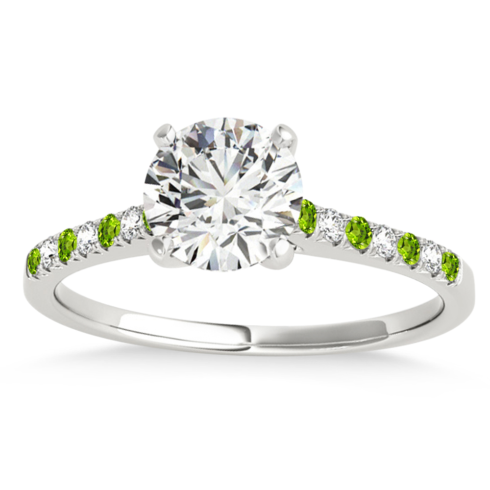 Diamond & Peridot Single Row Bridal Set 14k White Gold (0.22ct)