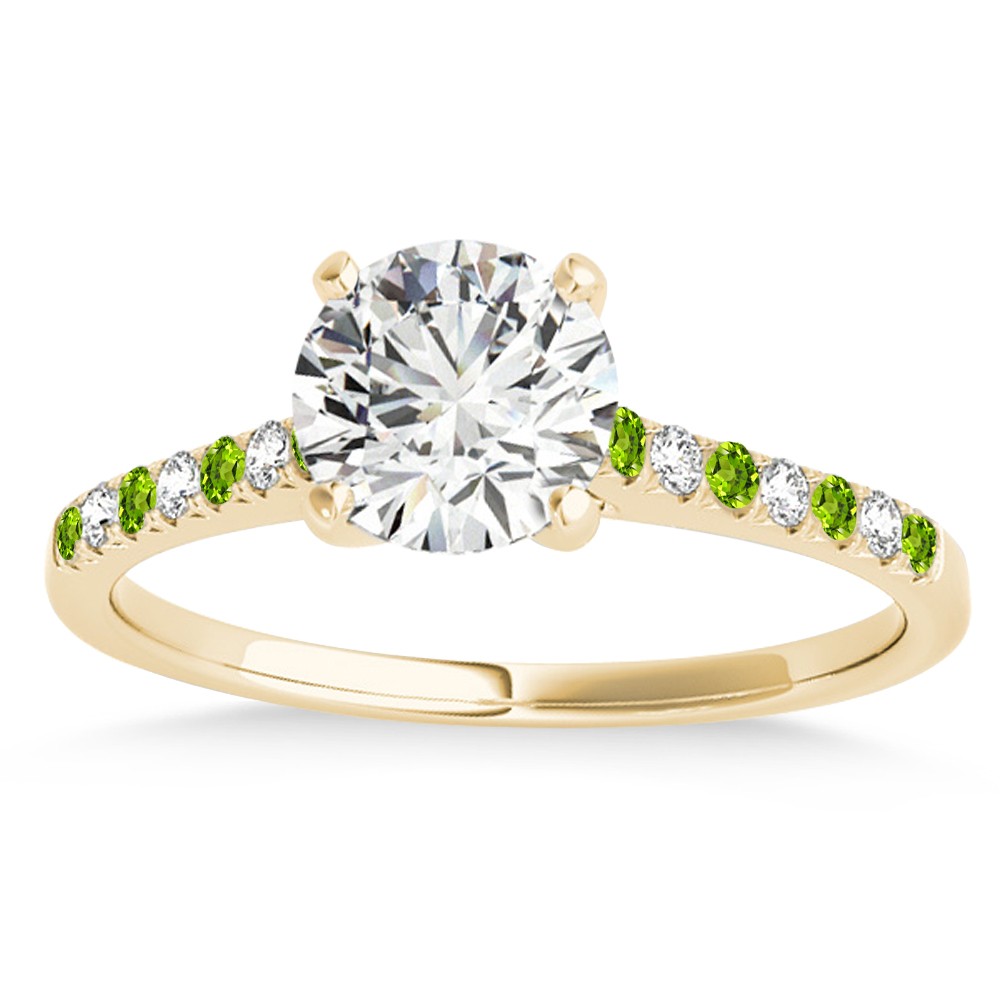 Diamond & Peridot Single Row Bridal Set 14k Yellow Gold (0.22ct)