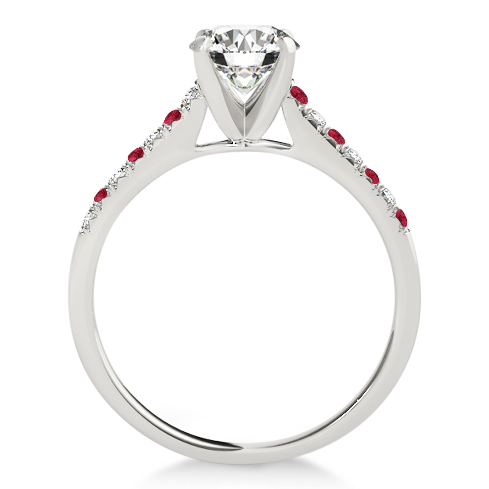 Diamond & Ruby Single Row Bridal Set 14k White Gold (0.22ct)