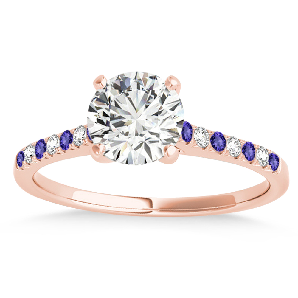 Diamond & Tanzanite Single Row Bridal Set 14k Rose Gold (0.22ct)