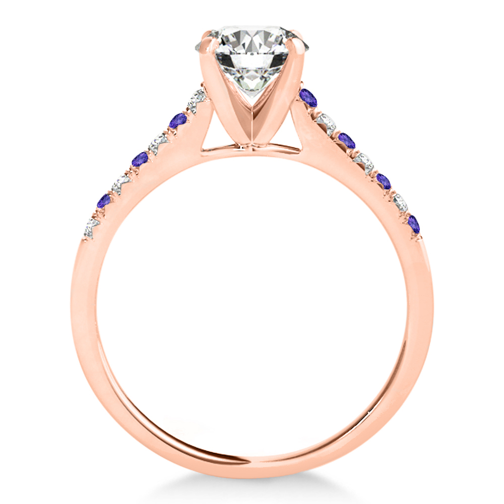 Diamond & Tanzanite Single Row Bridal Set 14k Rose Gold (0.22ct)