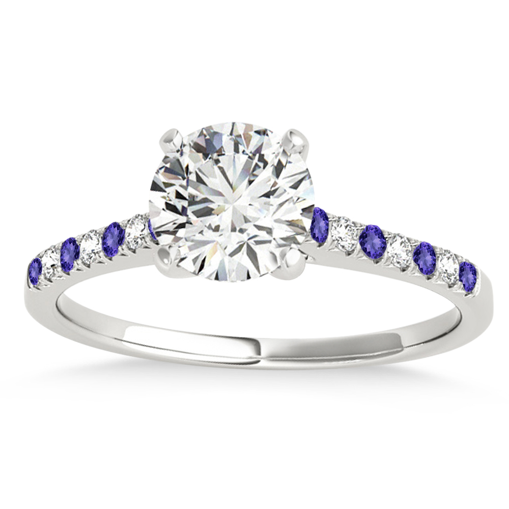 Diamond & Tanzanite Single Row Bridal Set 14k White Gold (0.22ct)