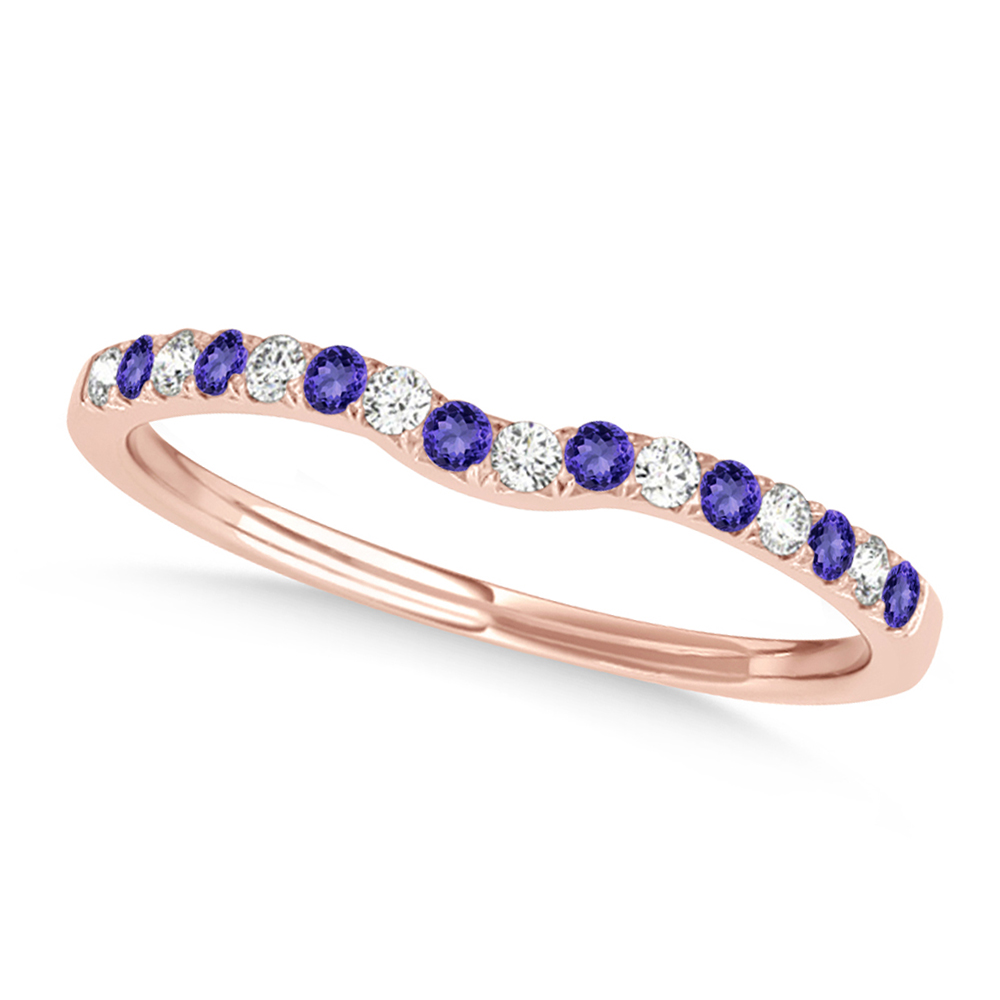 Diamond & Tanzanite Contoured Wedding Band 18k Rose Gold (0.11ct)