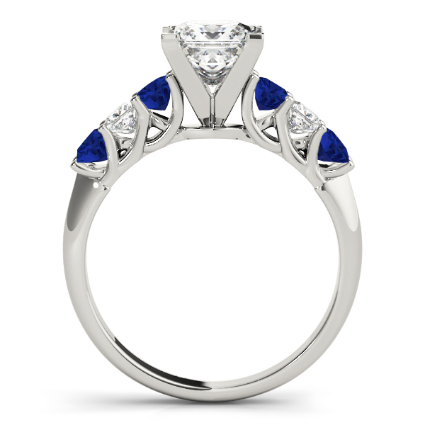 Princess cut Diamond & Blue Sapphire Bridal Set Platinum 1.30ct